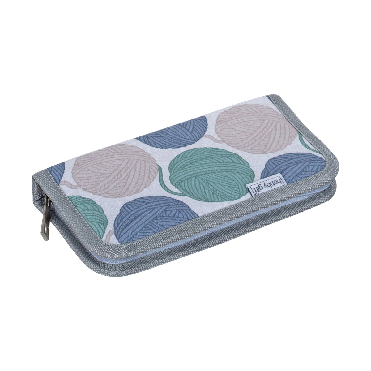 Zipped crochet hook case with yarn ball print