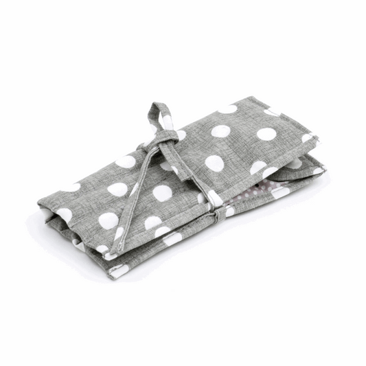 Filled Crochet Hook Roll - Grey Polka Dot