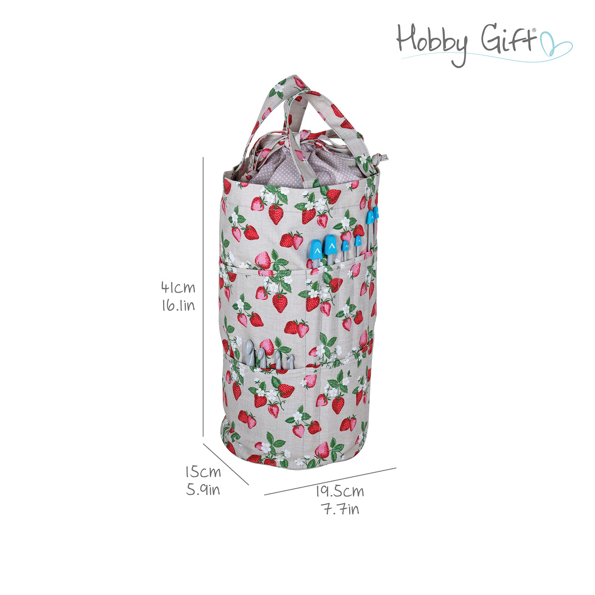 Strawberry Greenhouse cylindrical drawstring knitting bag
