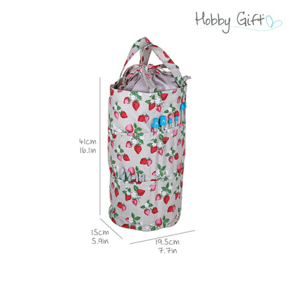Strawberry Greenhouse cylindrical drawstring knitting bag