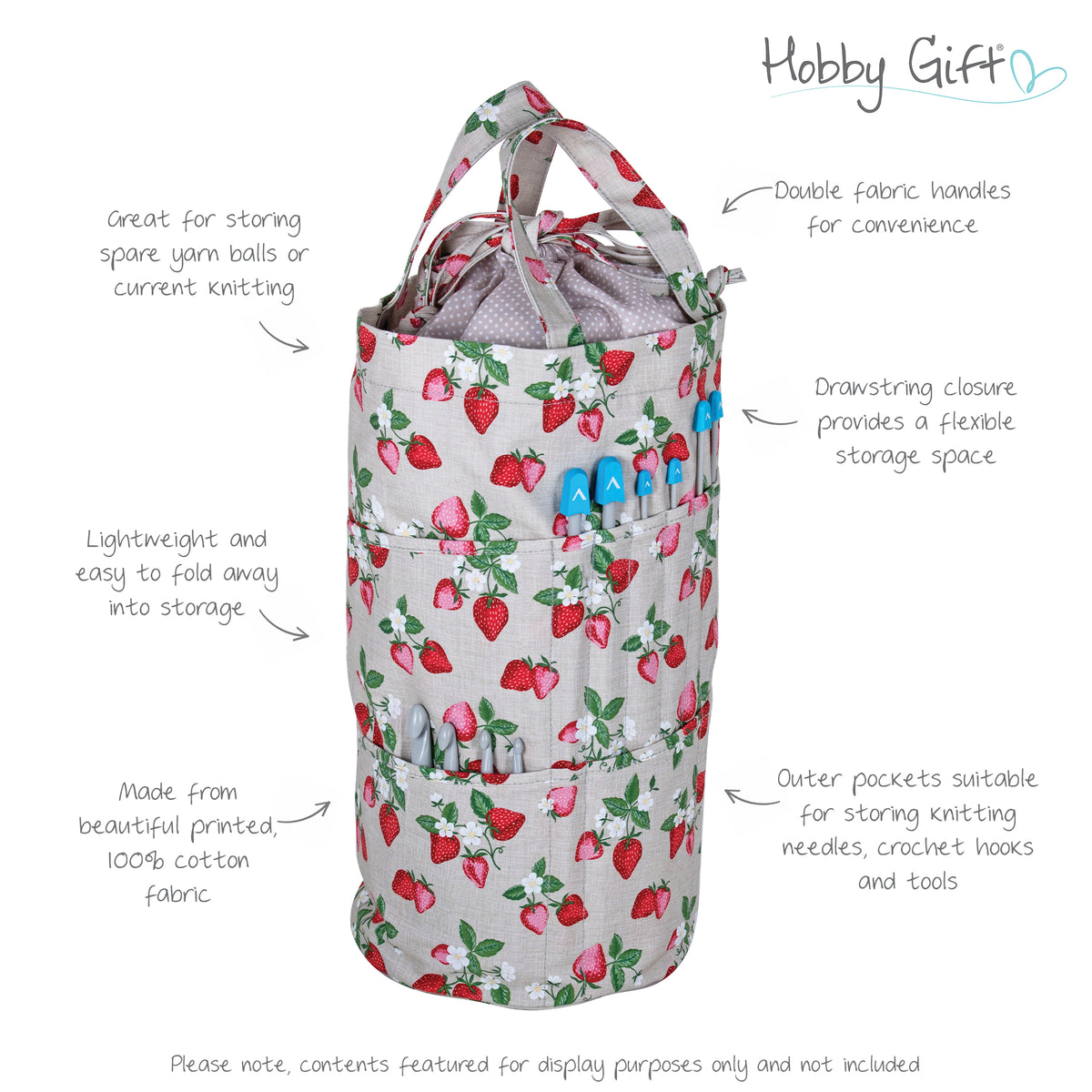 Strawberry Greenhouse cylindrical drawstring knitting bag