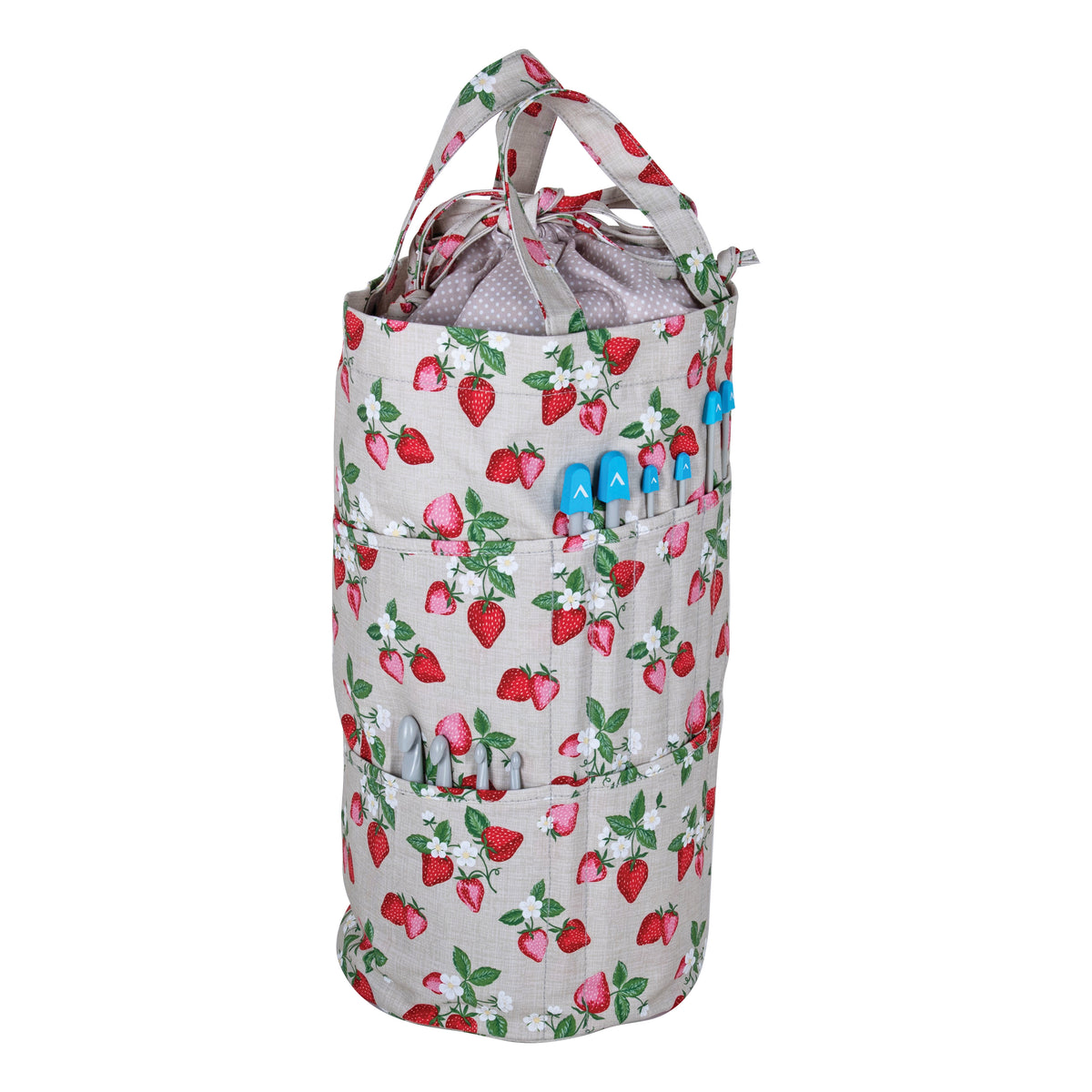 Strawberry Greenhouse cylindrical drawstring knitting bag