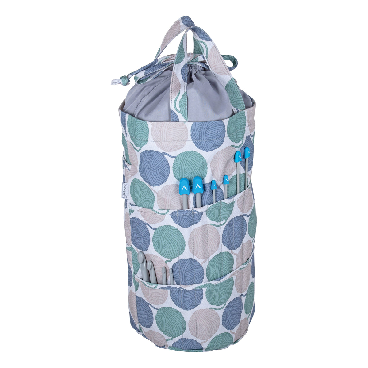 Yarn Balls cylindrical drawstring knitting bag