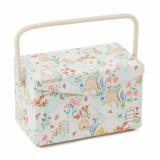 Bee Sewing Box with Fold Over Lid - Medium