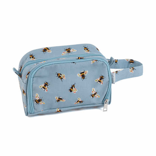 Blue Bee Crochet Bag with Side Pocket
