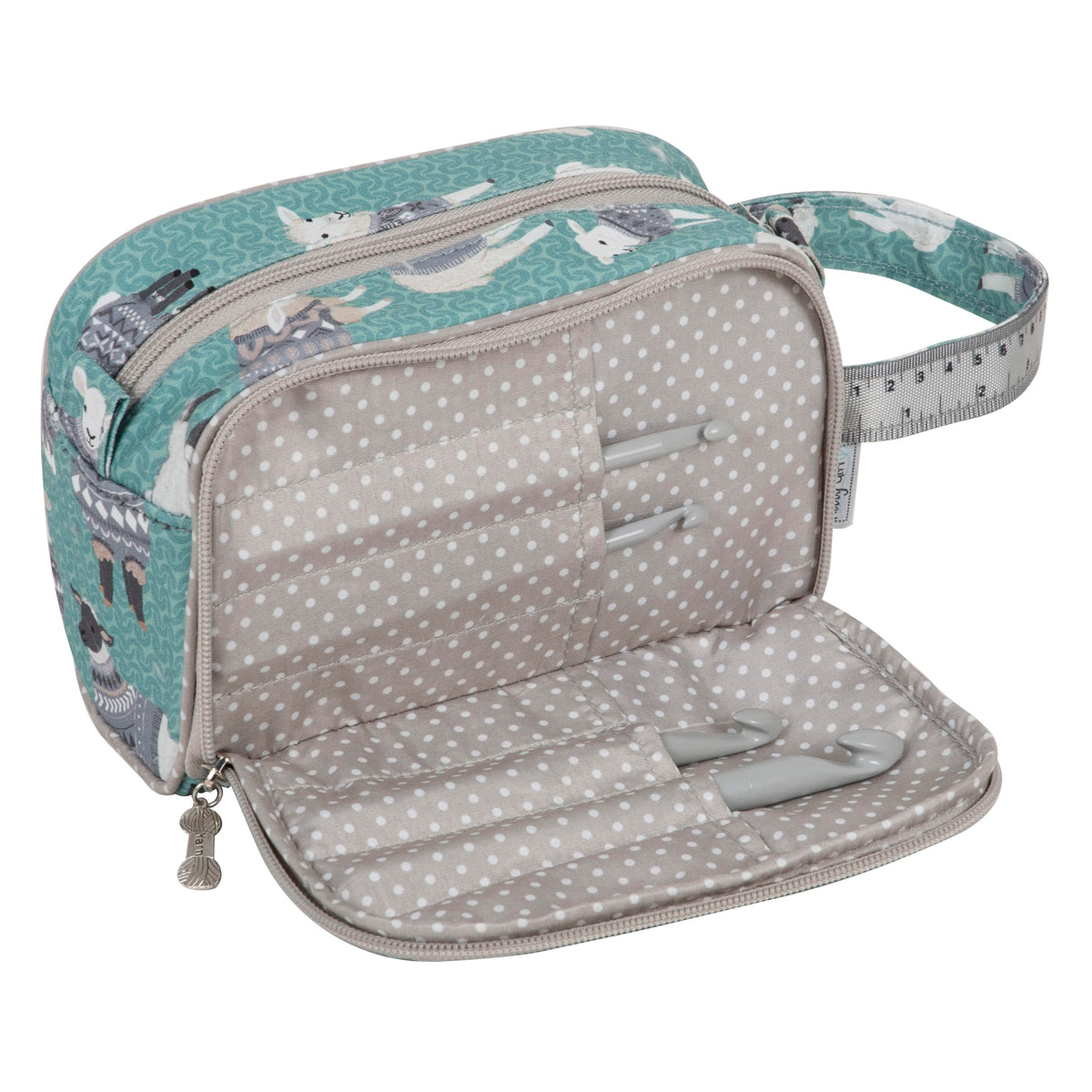 Woolly Pully print cotton crochet bag with handle