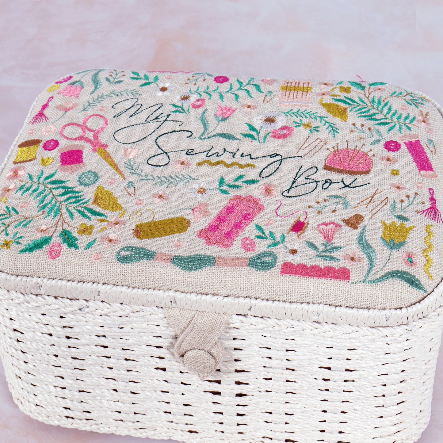 My Sewing Oval Wicker Basket Sewing Box