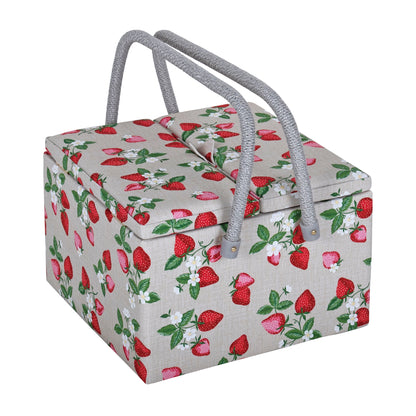 Strawberry Greenhouse with Twin Lid Sewing Box - Large