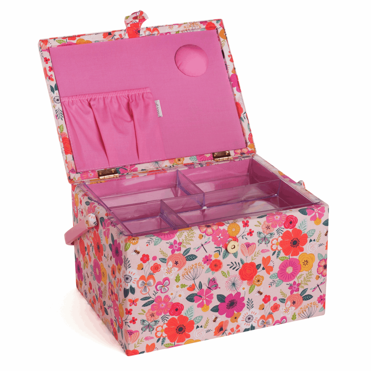 Pink Garden Floral Sewing Box - Large