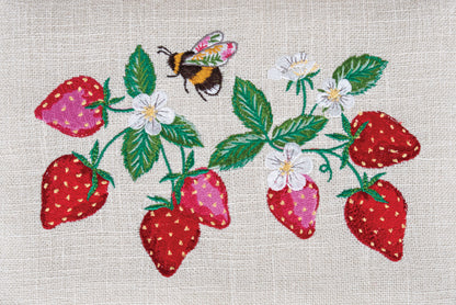 Strawberry Greenhouse Embroidered Sewing Box - Medium