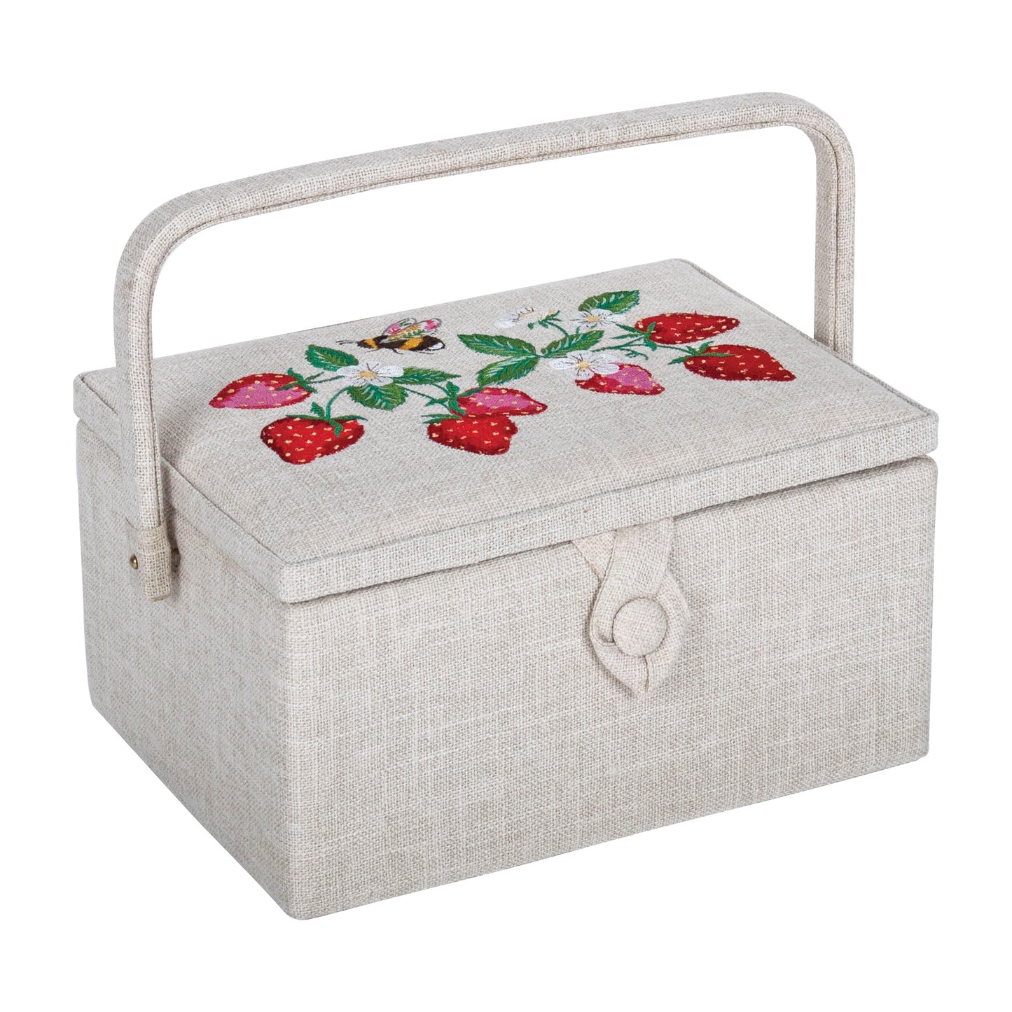 Strawberry Greenhouse Embroidered Sewing Box - Medium