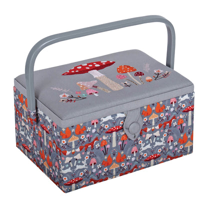 Woodland Toadstool Embroidered Sewing Box - Medium