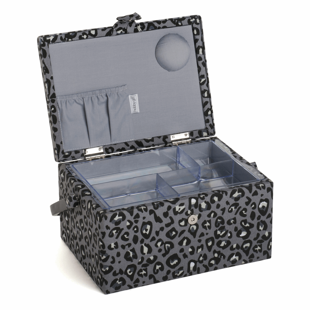 Grey Leopard Sewing Box - Medium