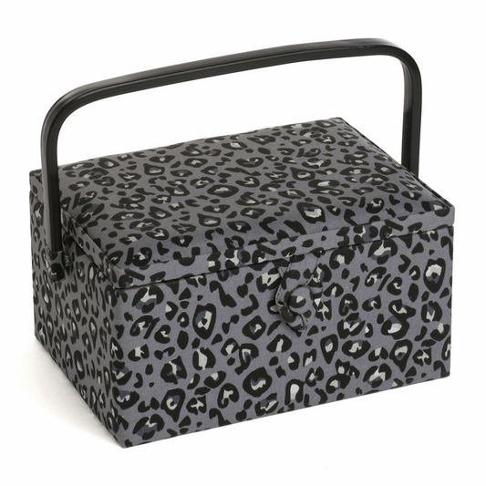 Grey Leopard Sewing Box - Medium