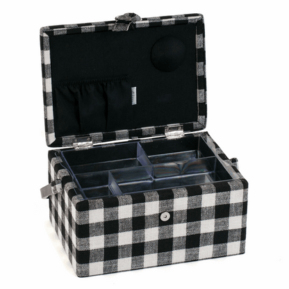 Monochrome Gingham Sewing Box - Medium