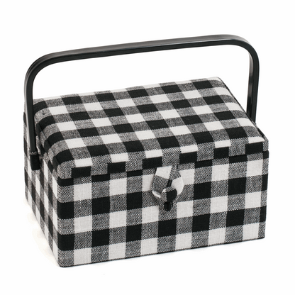 Monochrome Gingham Sewing Box - Medium