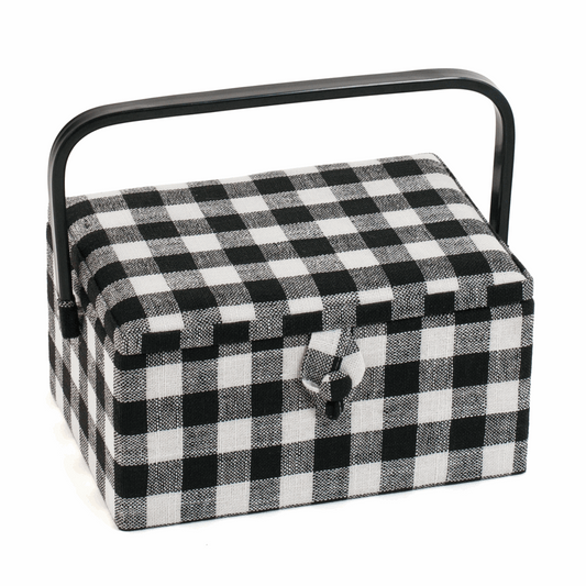 Monochrome Gingham Sewing Box - Medium