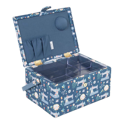 Medium sewing box covered in sewing machine print fabric