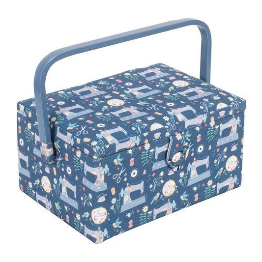 Medium sewing box covered in sewing machine print fabric