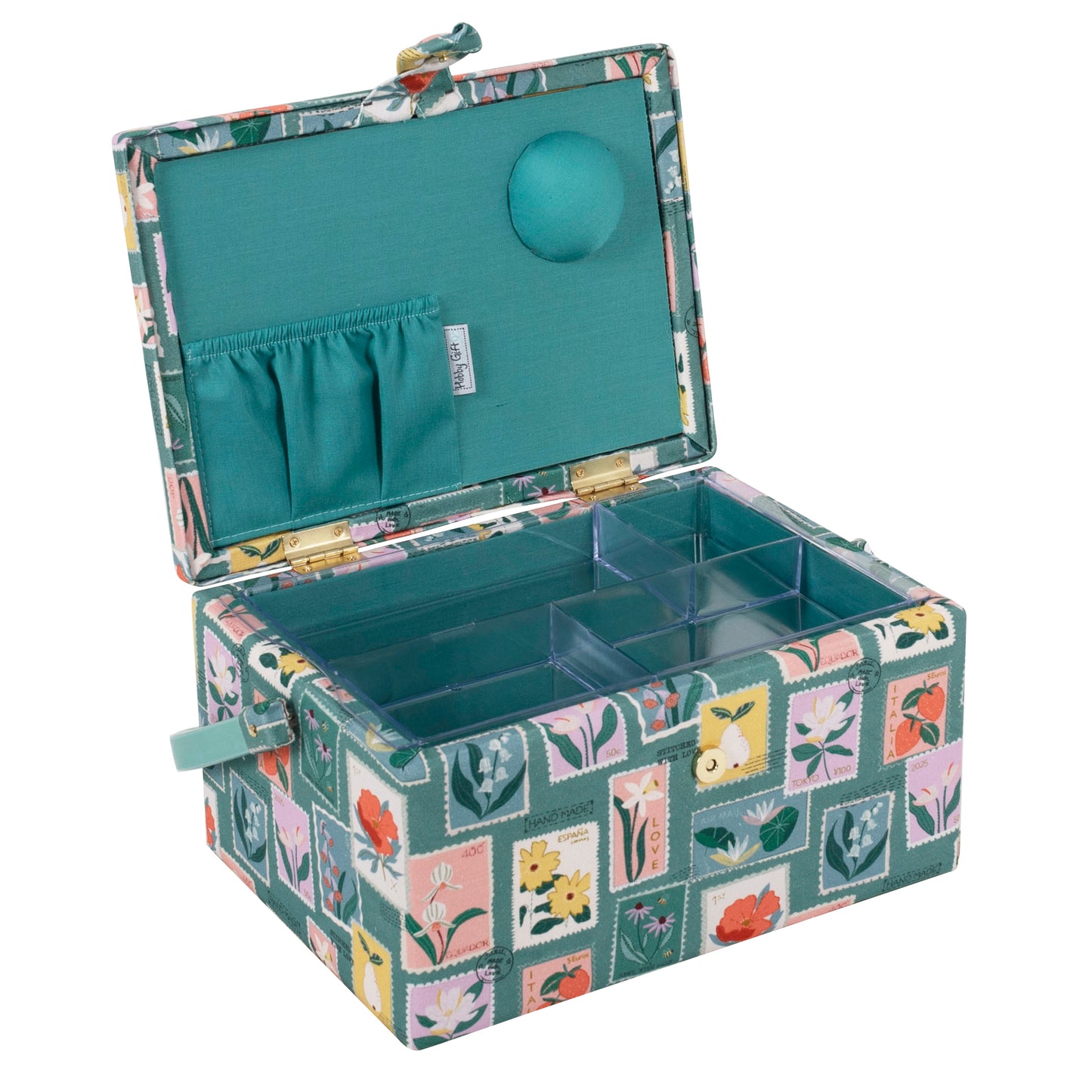 Embroidered Stamps Sewing Box - Medium