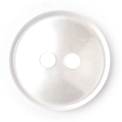 Pearl white 14mm rimmed button on a white background