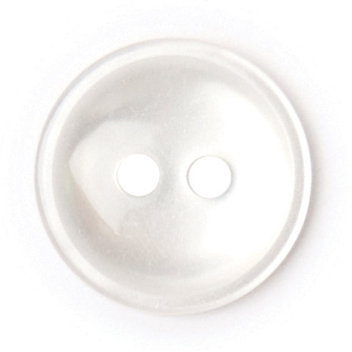 Pearl white 14mm rimmed button on a white background
