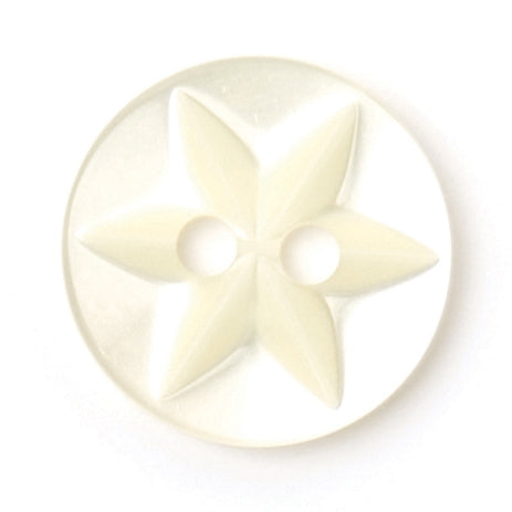 Cream 12mm star button on a white background