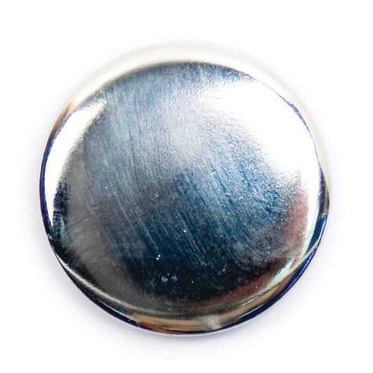 Round smooth shiny silver-tone shank button