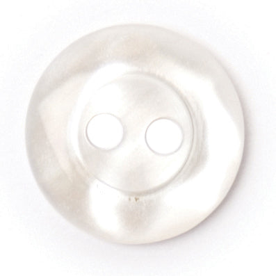 Round white pearl-effect button with two holes