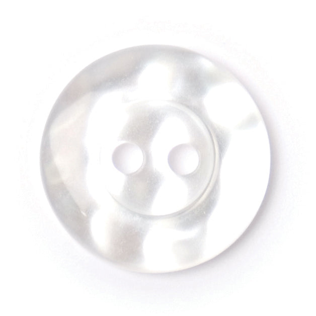 Round white pearl-effect button with two holes