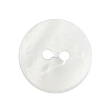 Round white shell-effect button with two holes