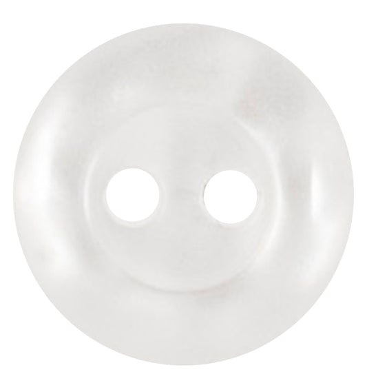 Round white rimmed button with two holes