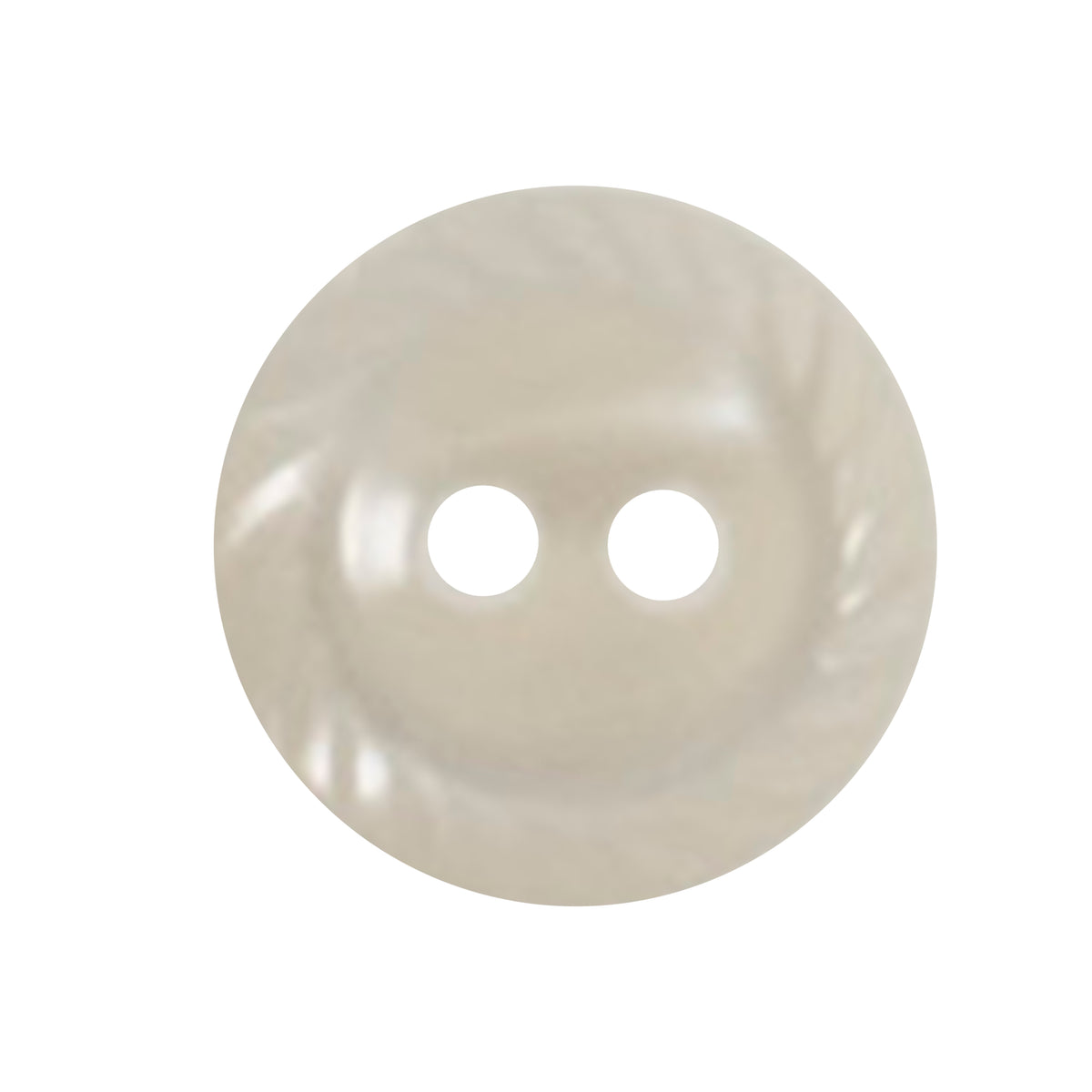Pale grey two-hole button with rope-effect rim