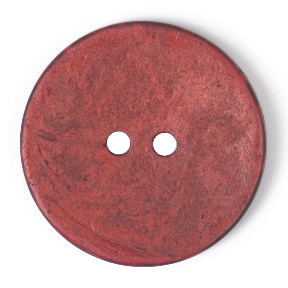Brick red textured two-hole button