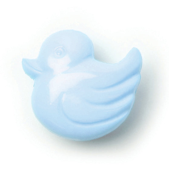 Pale blue duck-shaped novelty button