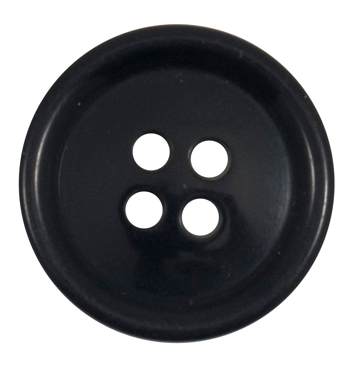 Black round 4-hole button with raised rim