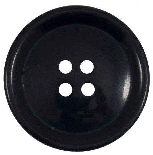 Large black glossy round 4-hole coat button
