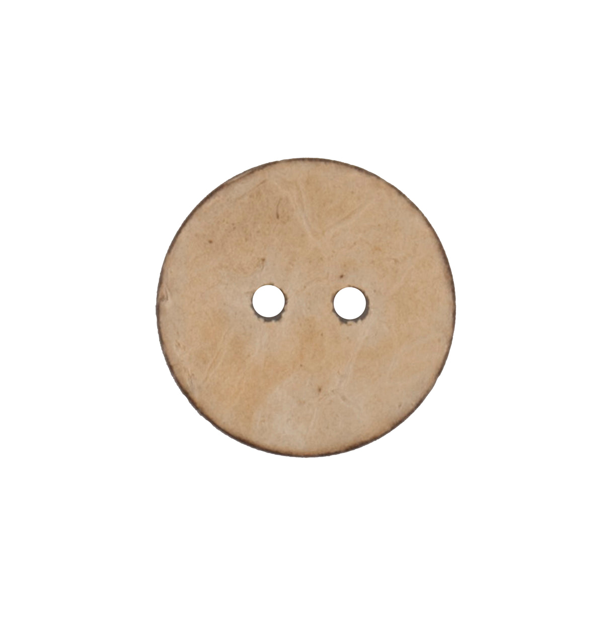 Beige mottled natural-look flat round button with two holes