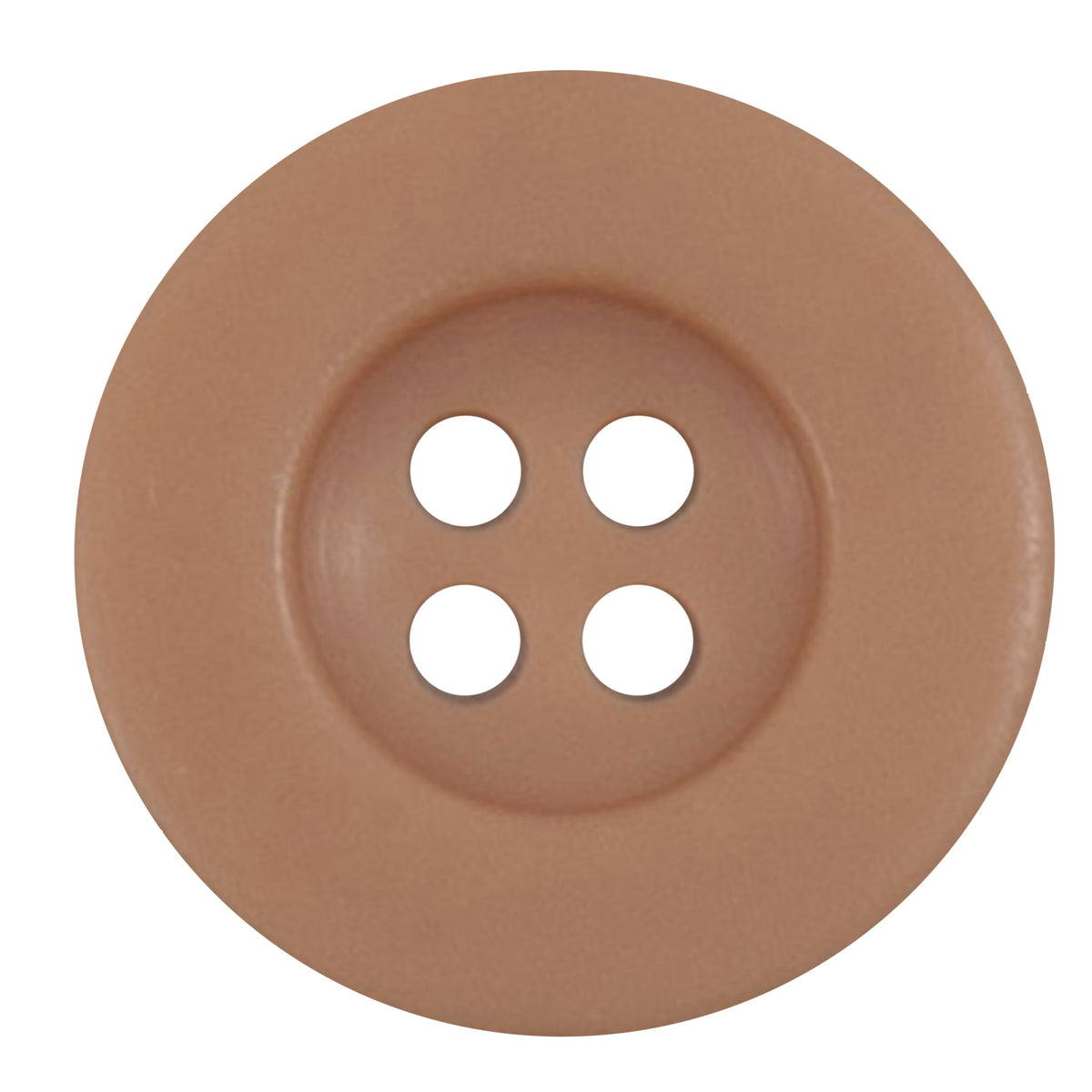 Taupe round 4-hole button with wide raised rim