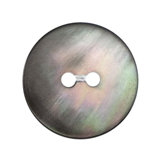 Round smoky grey pearlescent two-hole button