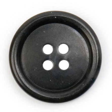 Black round 4-hole button with a raised rim