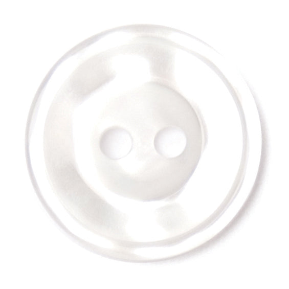 White pearl-effect round 2-hole button