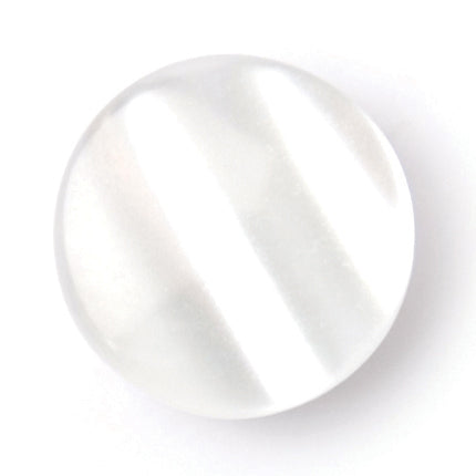 White pearl-effect domed button with stripe pattern