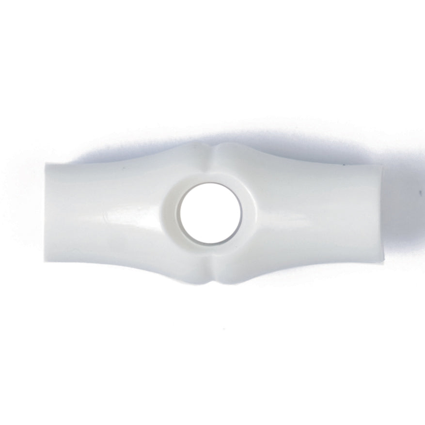 White toggle button with central hole
