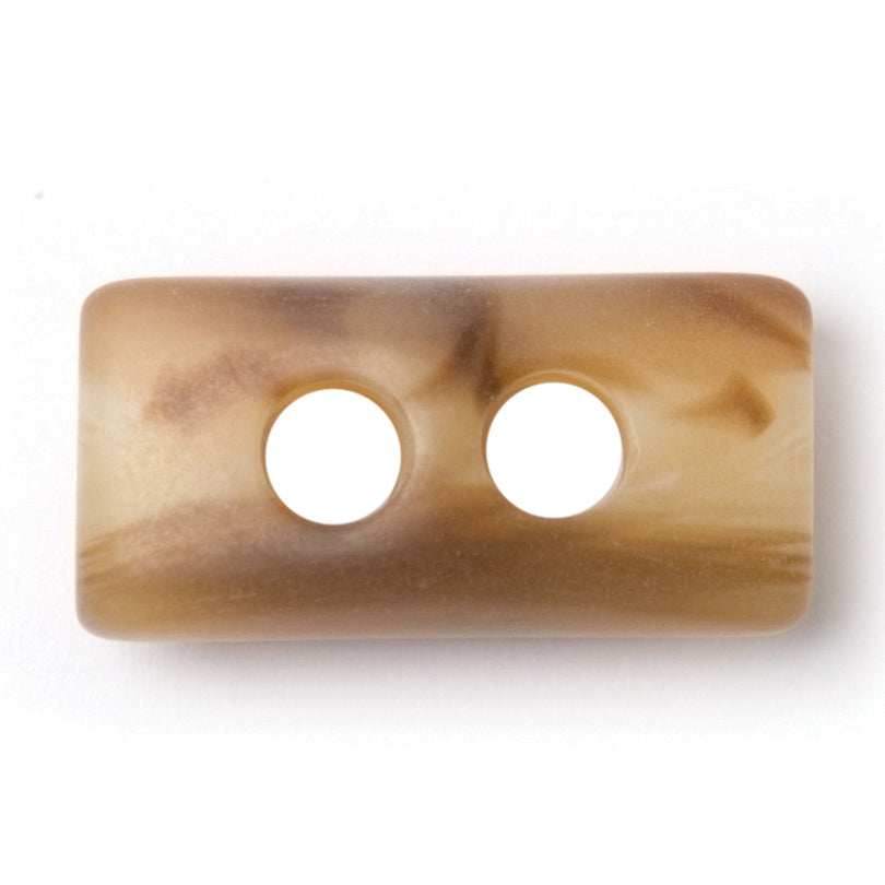 Brown marbled rectangular button with two holes