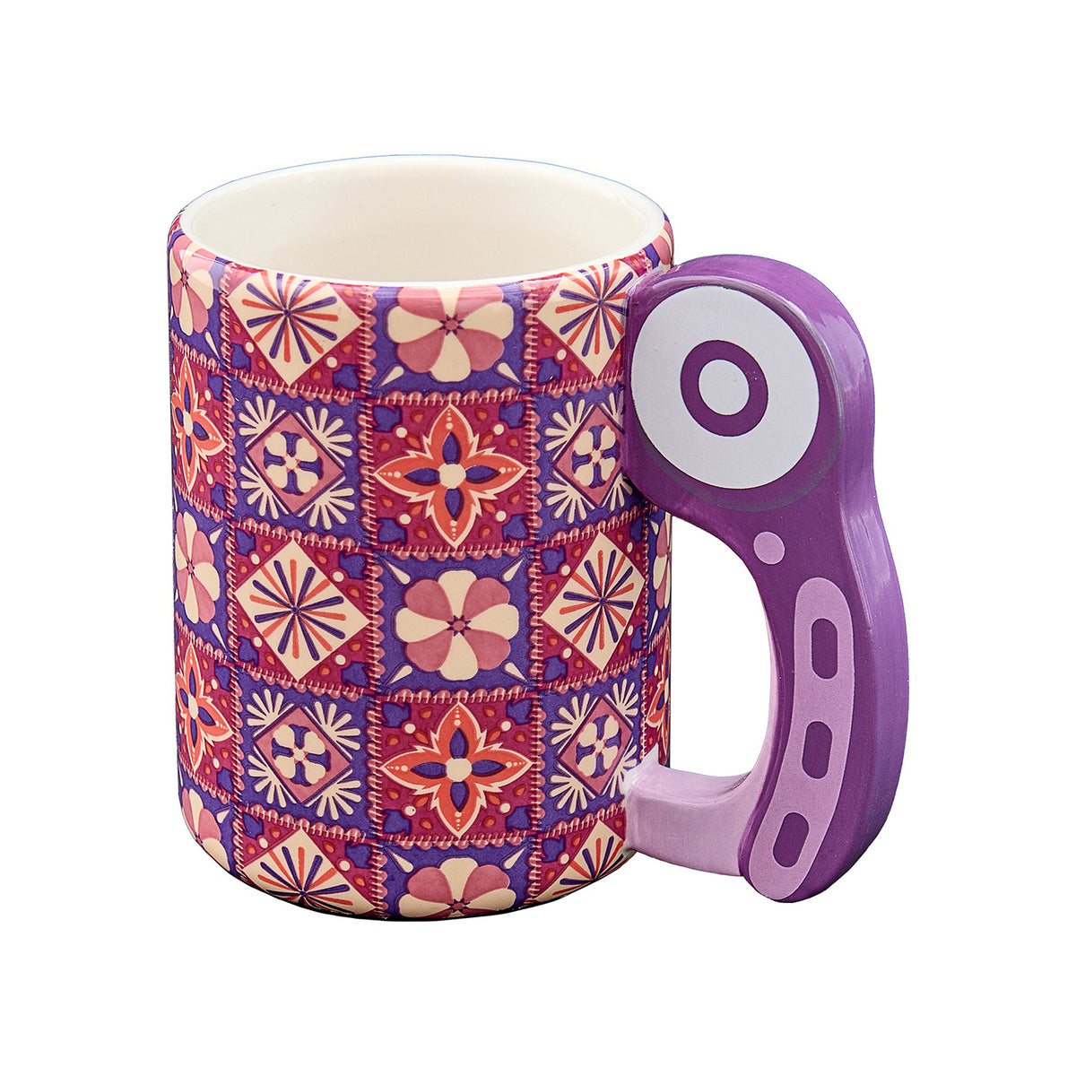 Novelty mug designed to look like a rotary cutter