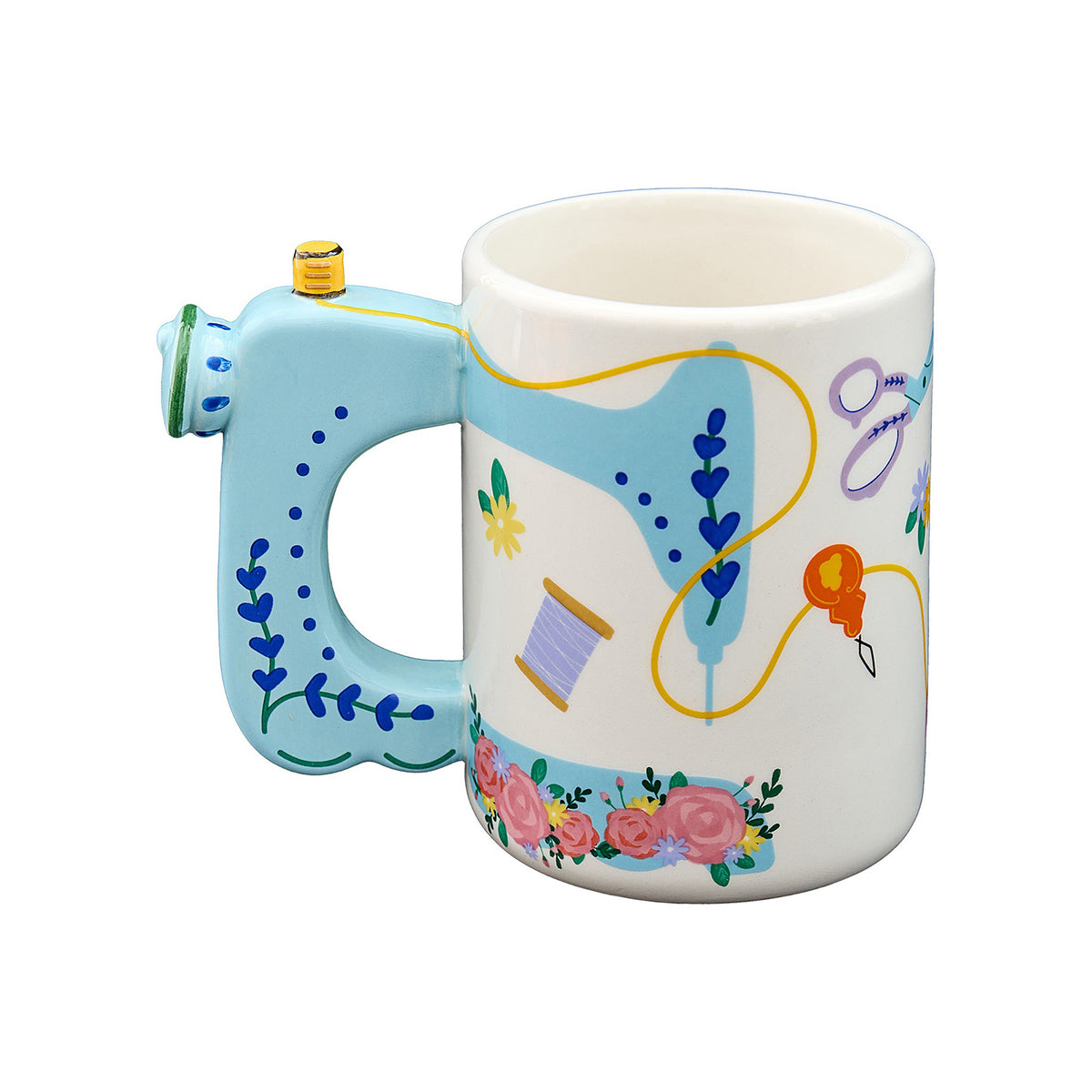 Novelty mug designed to look like a sewing machine
