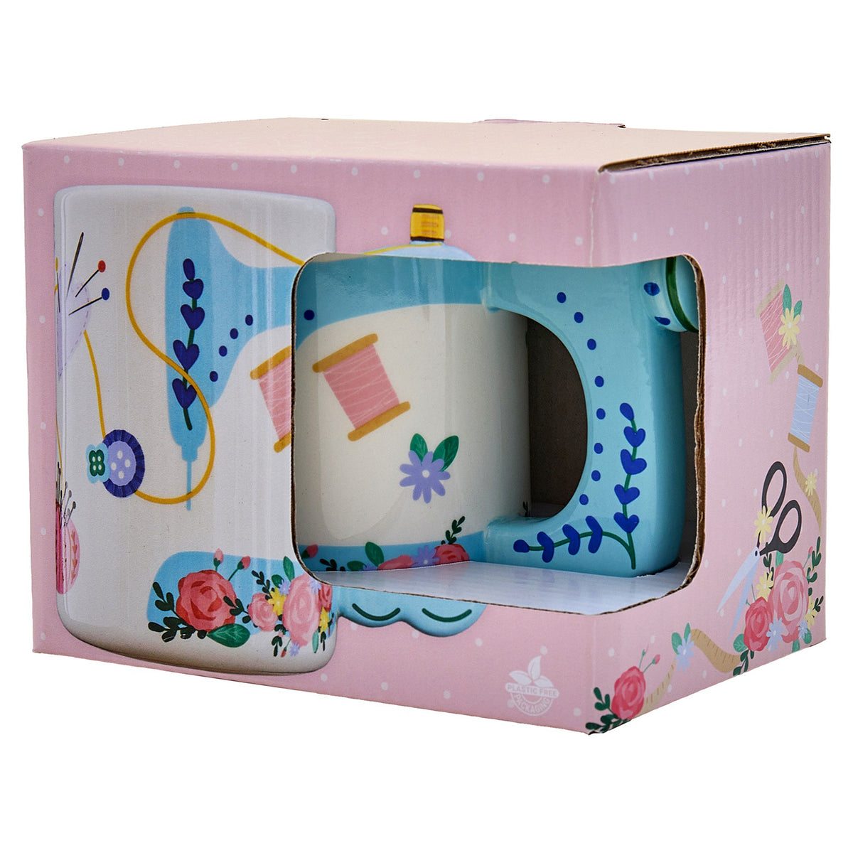 Novelty mug designed to look like a sewing machine