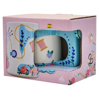 Novelty mug designed to look like a sewing machine