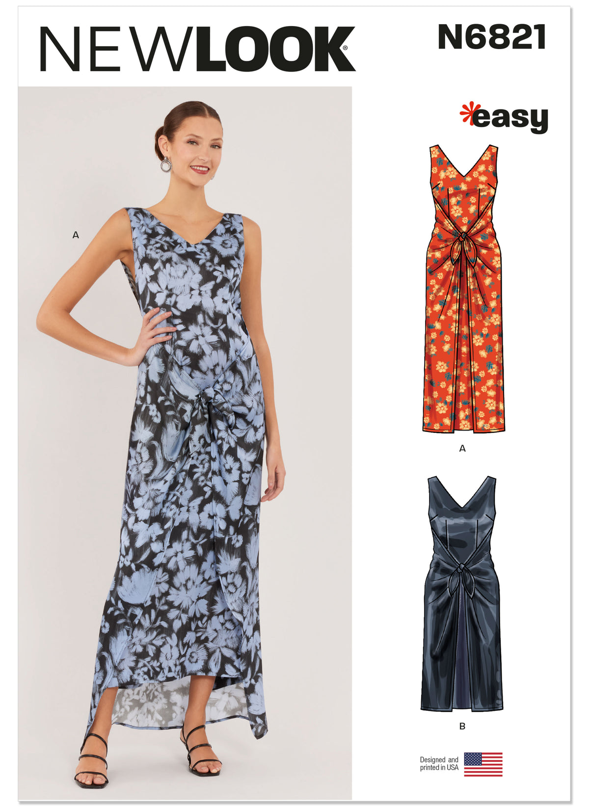 New Look N6821 sewing pattern envelope showing a sleeveless wrap dress